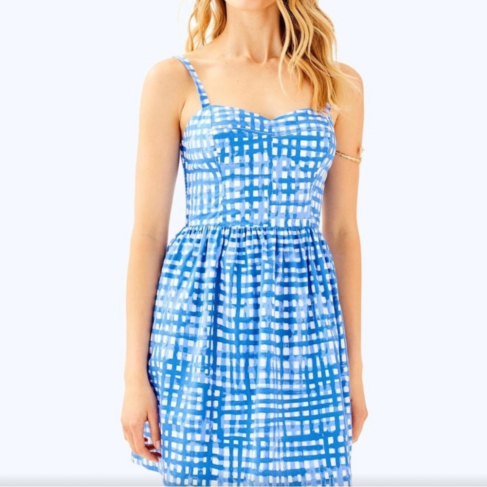 Lilly Pulitzer Feelin Beachy Blue White Gingham Ardleigh Dress 8